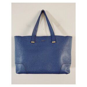 Furla Lg Stacy Tote Griglio Blue Soft Blue Leather Top Handle Tote